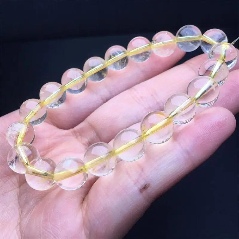 

9.8MM Natural Yellow Citrine Quartz Bracelet Handmade Women Healing Gemstone Crystal Strand Lovers Girlfriend 1PCS