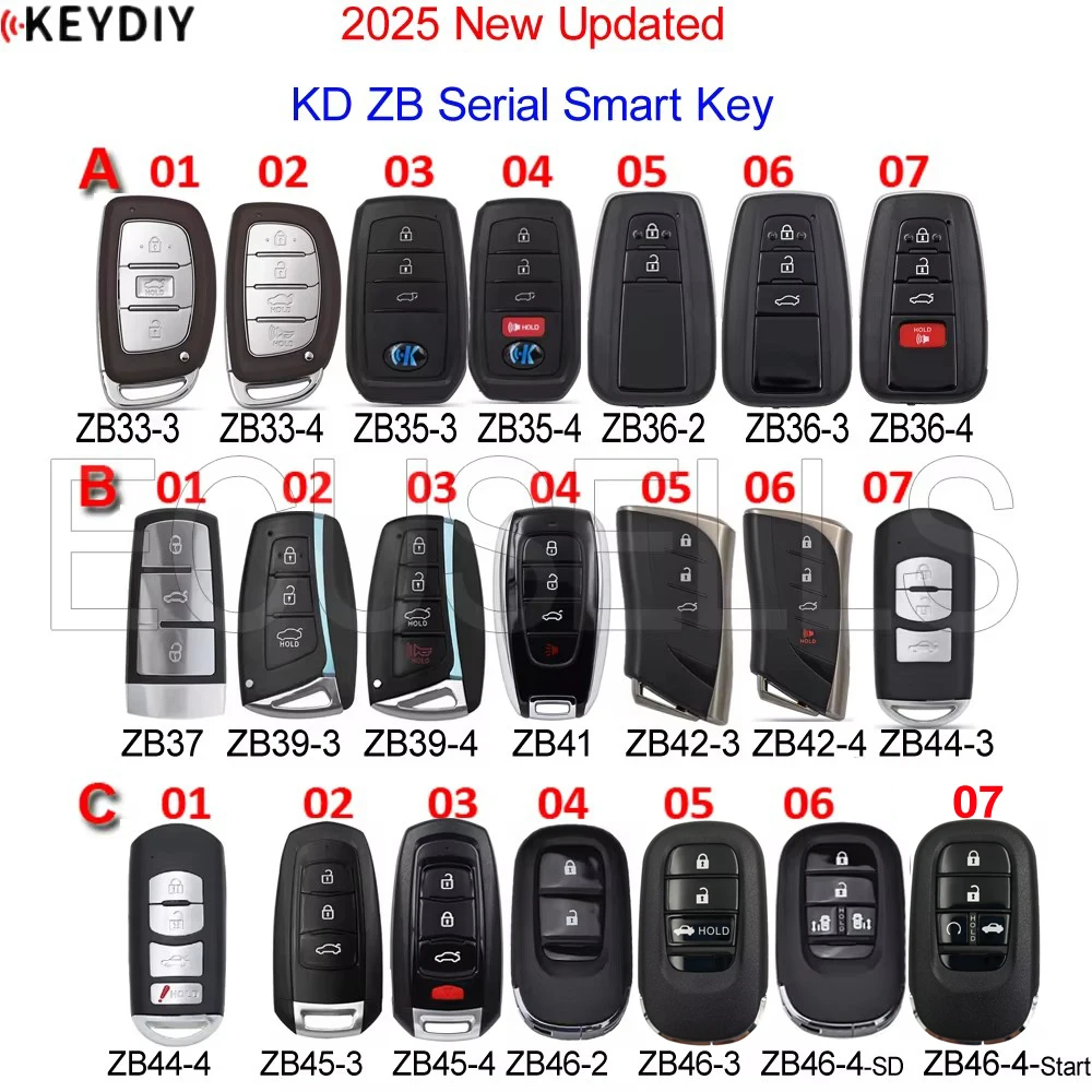 2025 KEYDIY العالمي بدون مفتاح الذهاب ZB سلسلة المفاتيح الذكية عن بعد ZB33 ZB35 ZB36 ZB37 ZB39 ZB41 ZB42 ZB45 ZB46 ل KD-X2 KD-MAX KD-X4
