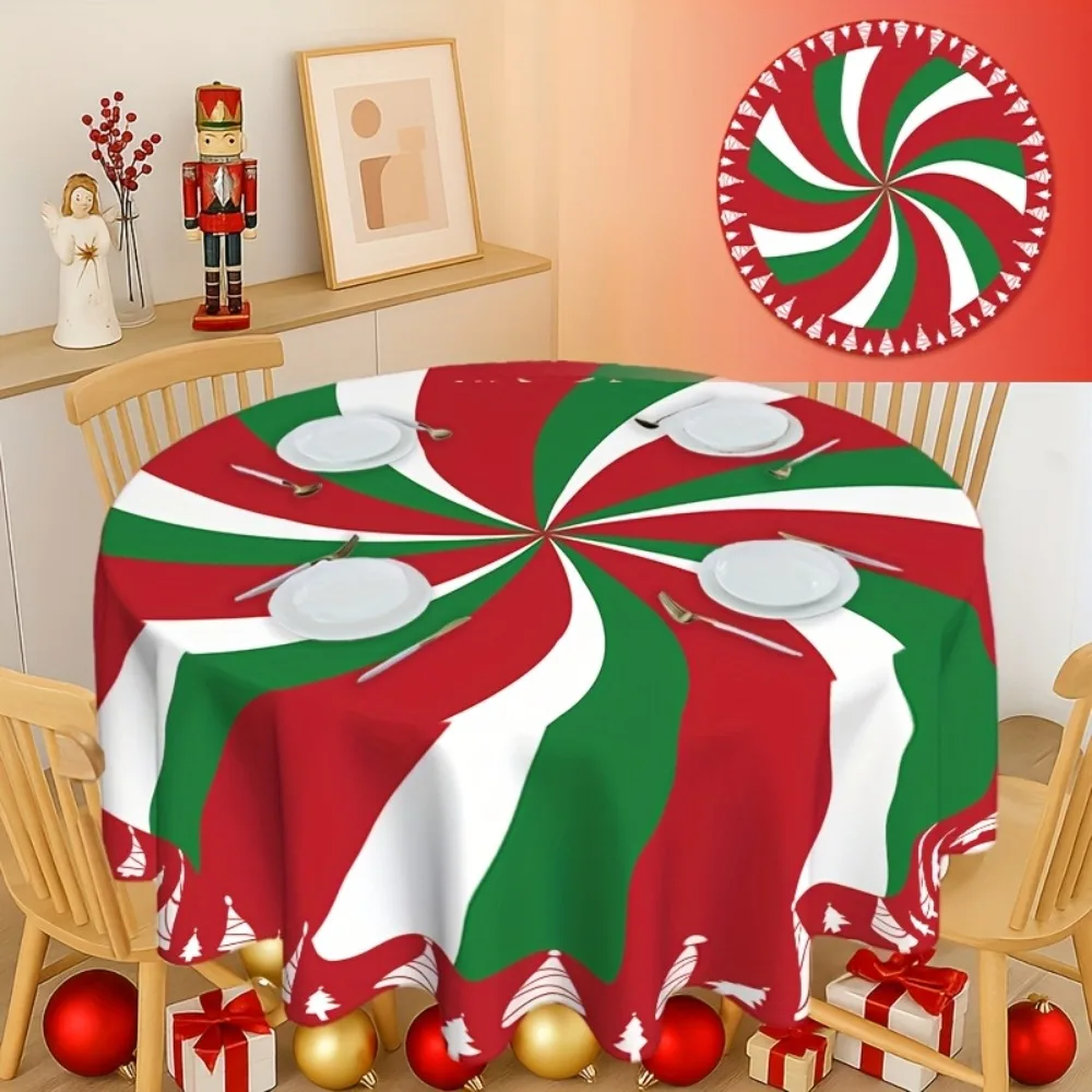 Mint swirl Christmas round tablecloth, Christmas home decoration, seasonal decorations, holiday patterns, wedding  decorations