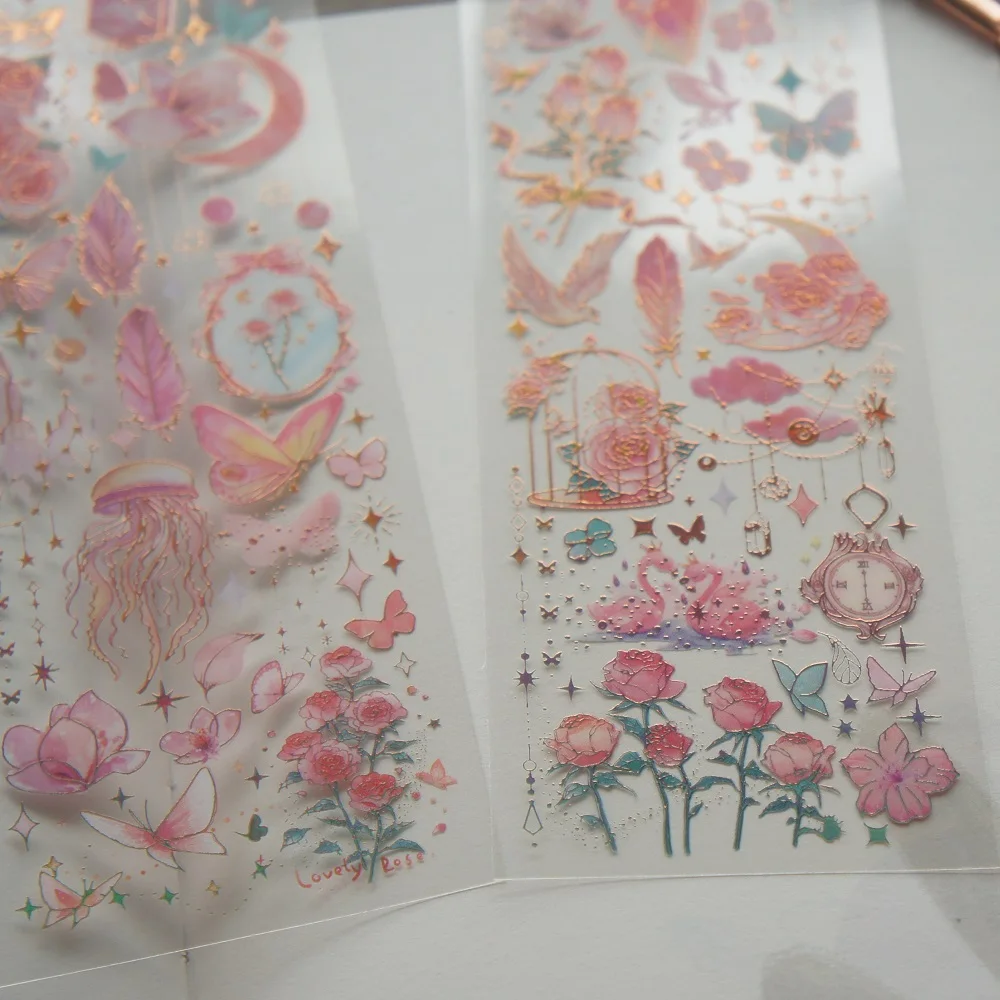 3 أوراق الذهب العالم تحت الماء في المرآة السحرية تصميم بولي كلوريد الفينيل ملصق هدية علامة هدية الديكور سكرابوكينغ ملصق يدوي الصنع