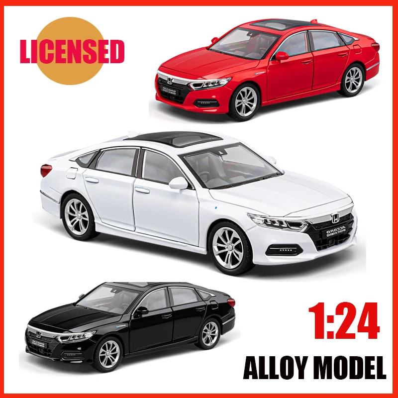 

LICENSE 1:24 Honda Accord Diecast Alloy Premium Car Model Accurate Reduction Sound Light Pull Back Kids Birthday Gifts Collect