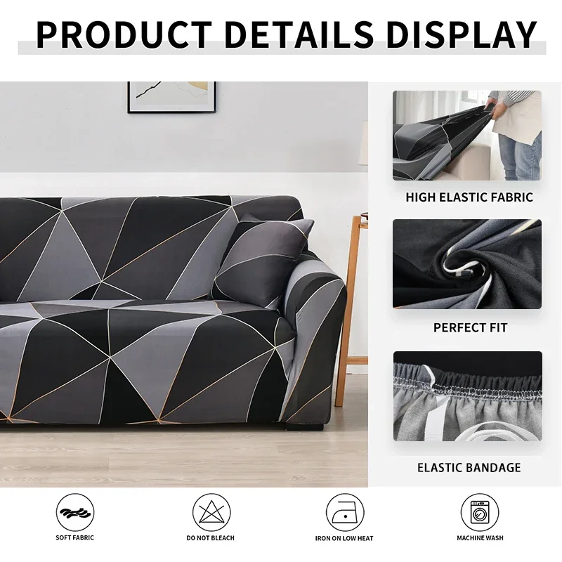 Bild 6: 1pc Geometrie Sofa Abdeckungen für Wohnzimmer Elastische Sofa Abdeckung Ecke Couch Abdeckung Sofa Schonbezüge Stuhl Möbel Schutz