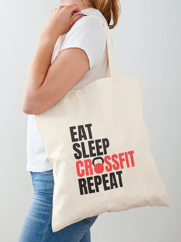 Eat Sleep Crossfit Repeat Red Tote Bag tote bag university Canvas shoulder bag Canvas shopping logo