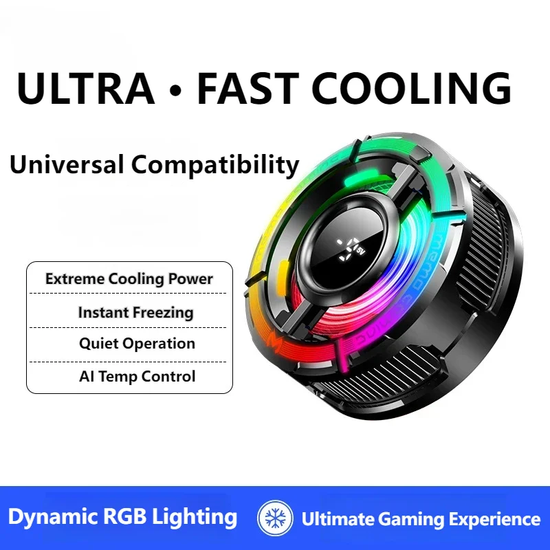 AI RGB Semiconductor Magnetic Wireless Charging Clip Cooler Ice-Cold for Gaming Live Streaming for iPhone/Android