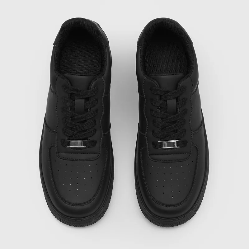 Minimalist Style Men Height Increasing Board Shoe Hole Design Breathable Wear-resistant Suitable for Student Commuting Casual