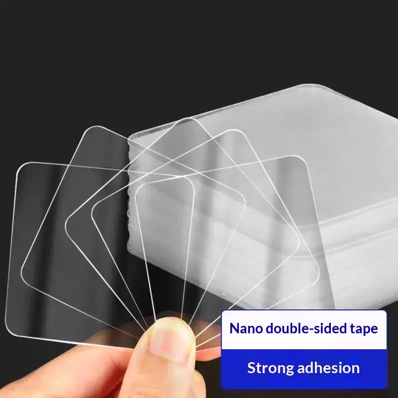 Ultra-strong Glue Double Sided Adhesive Tape Transparent Square Wall Stickers Patch For Bathroom Seamless Waterproof Nano Tapes