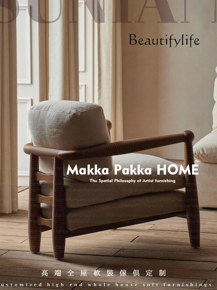 غرفة المعيشة الرجعية في العصور الوسطى الصلبة الخشب مسند الذراع أريكة كرسي المنزل فندق نادي قاعة المعرض أريكة واحدة #3