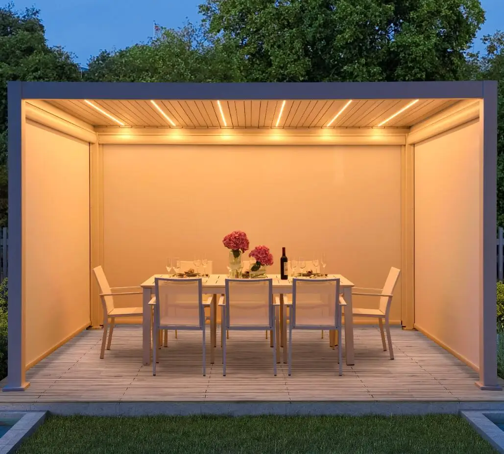 

Pergola Aluminium Outdoor Motorized Made in China Waterproof Aluminum Louvered Roof Pergola