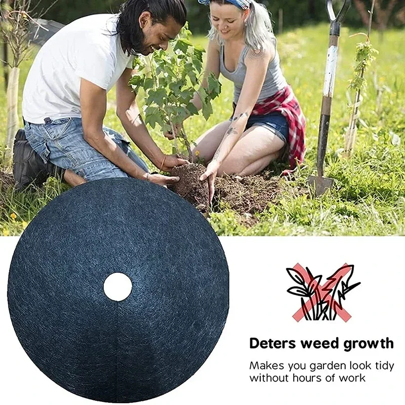 

Non-Woven Tree Mulch Ring Weeding Barrier Thickened Protector Mat Plant Cover