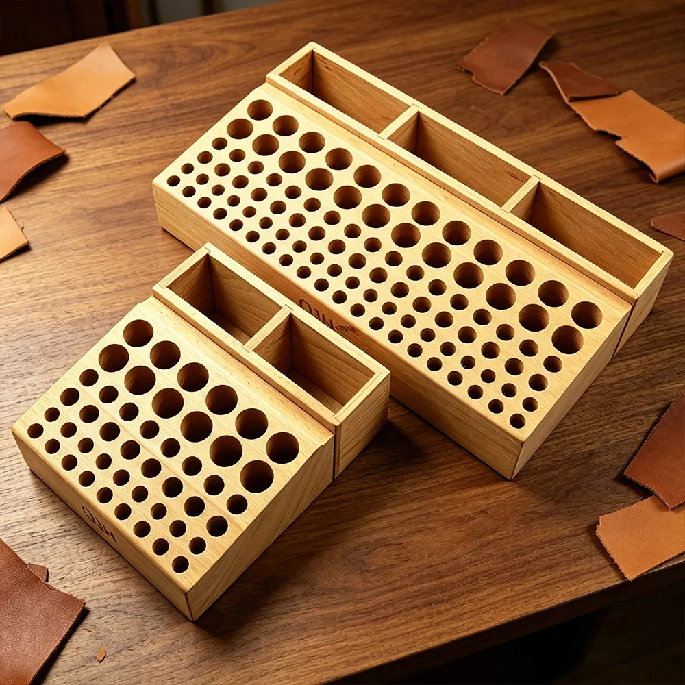 1Pcs Wood Storage Rack Storage Box DIY Leather Craft Tool Storage Rack For Stamping And Carving Tool Storage 46 Holes 98 Holes