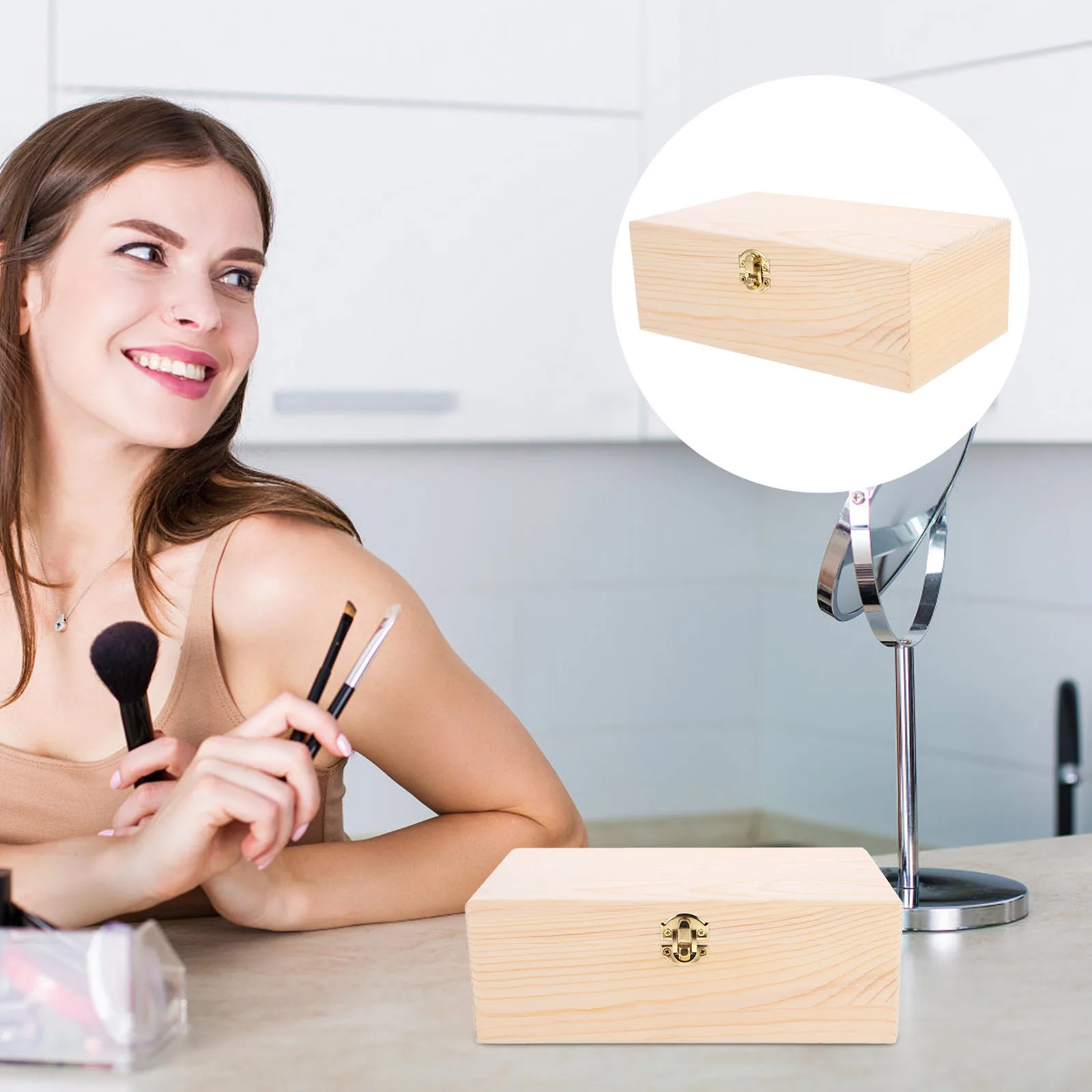 

Pine Wood Jewelry Organizer Box Wooden Storage Container with Lid for Bracelets Earrings Rings Desktop Use Wooden Boxes