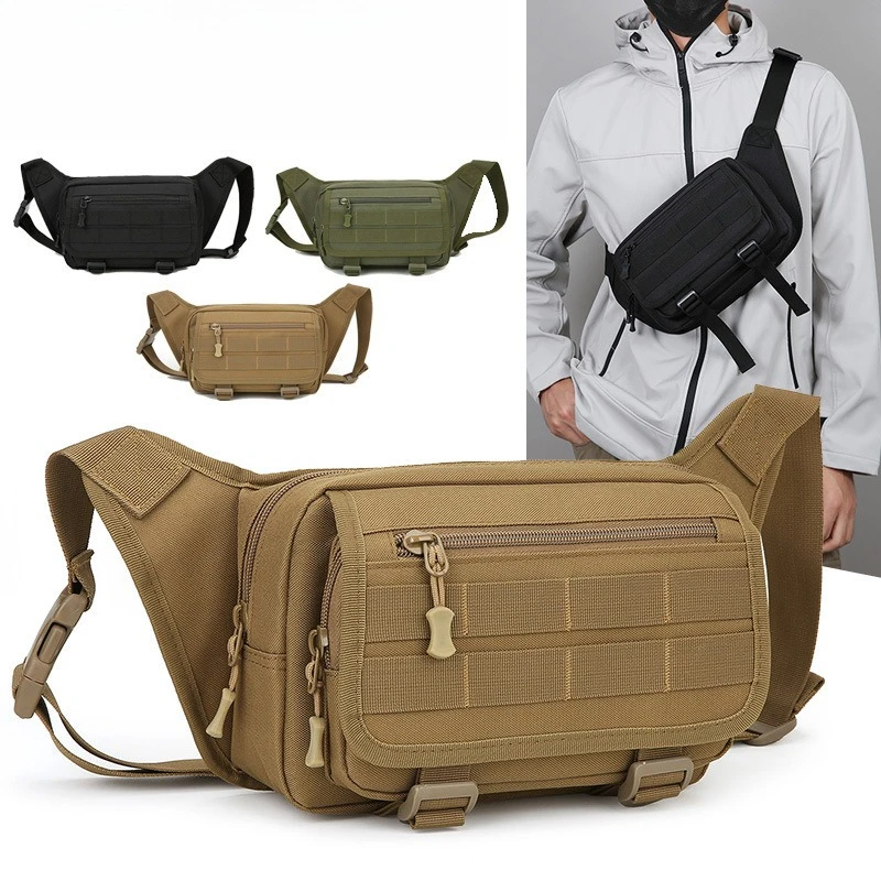 

Men's waterproof and wear-resistant chest bag outdoor tactical waist bag, large-capacity flip cover multi-functional cycling bag