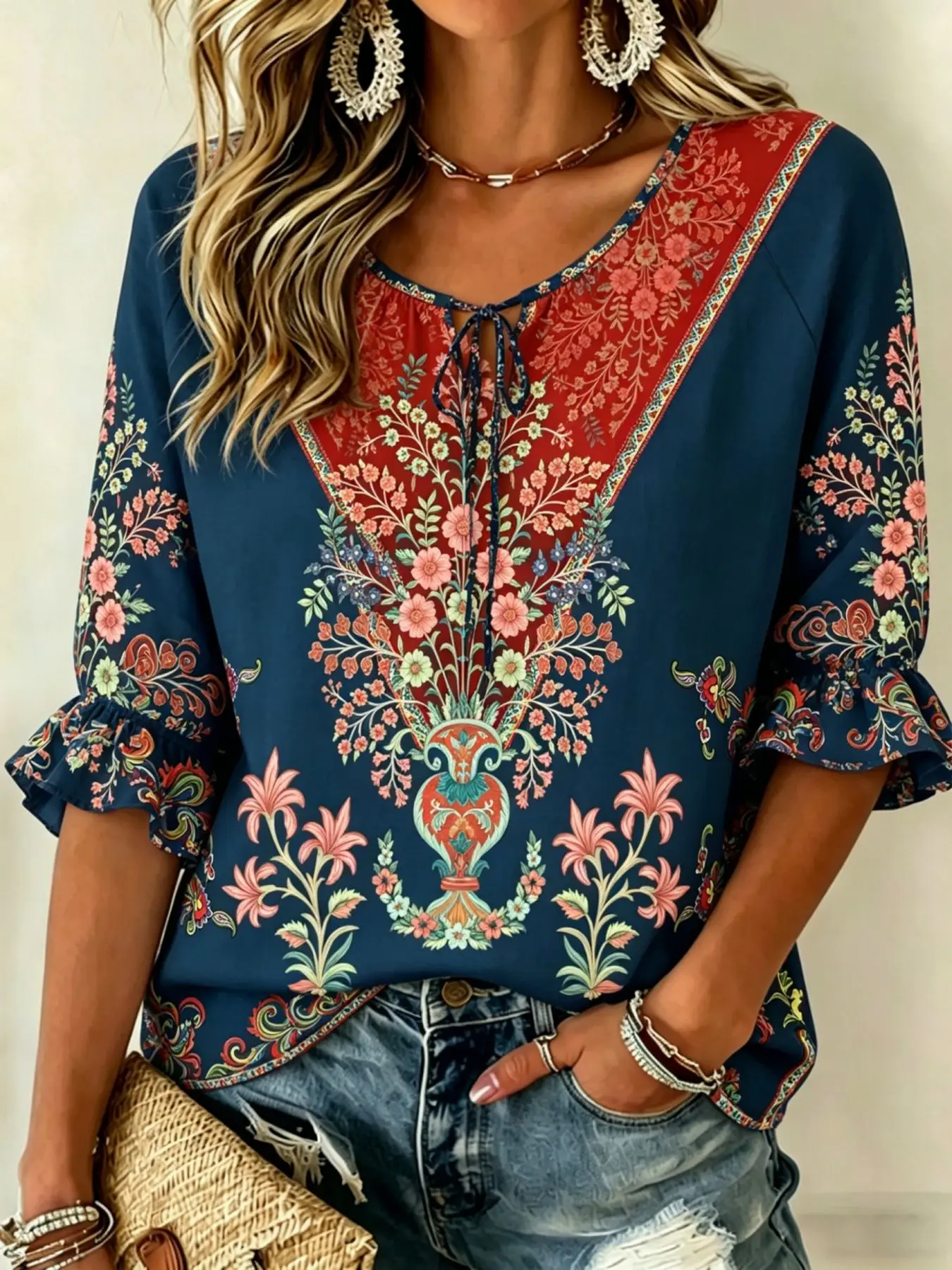 

Grand Casual Loose Printed Shirt, Vivid Stereo 3D Print Element, Soft Fabric Comfortable Summer Travel Clothes