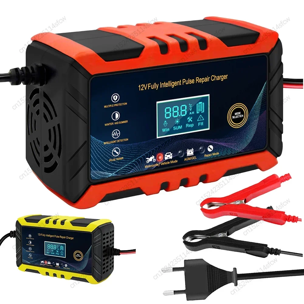 

Car Battery Charger 12V 6A Pulse Repair LCD Display Smart Automatic Battery Charger GEL Lead-Acid Charger For Auto Motorcycle