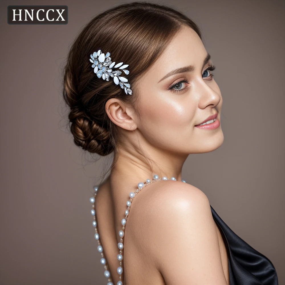 HNCCX-Leite Cor Branca Rhinestone Pente de Cabelo para Mulheres, Noiva Headdress, Wedding Party Headwear, Acessórios Clipe de Cabelo, CP318