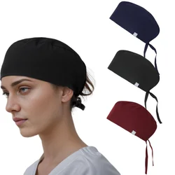 Women men Solid Scrub Cap Medical Nursing Hats Beauty Operating room Work Hat Unisex Dentist Surgical Hat Skullies