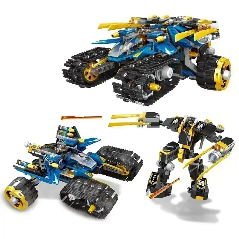 576PCS Technical Ninja Thunder Raider Mechanical Warrior Robot Mecha Building Blocks War Weapon Model Toys For Kids Adult Gift