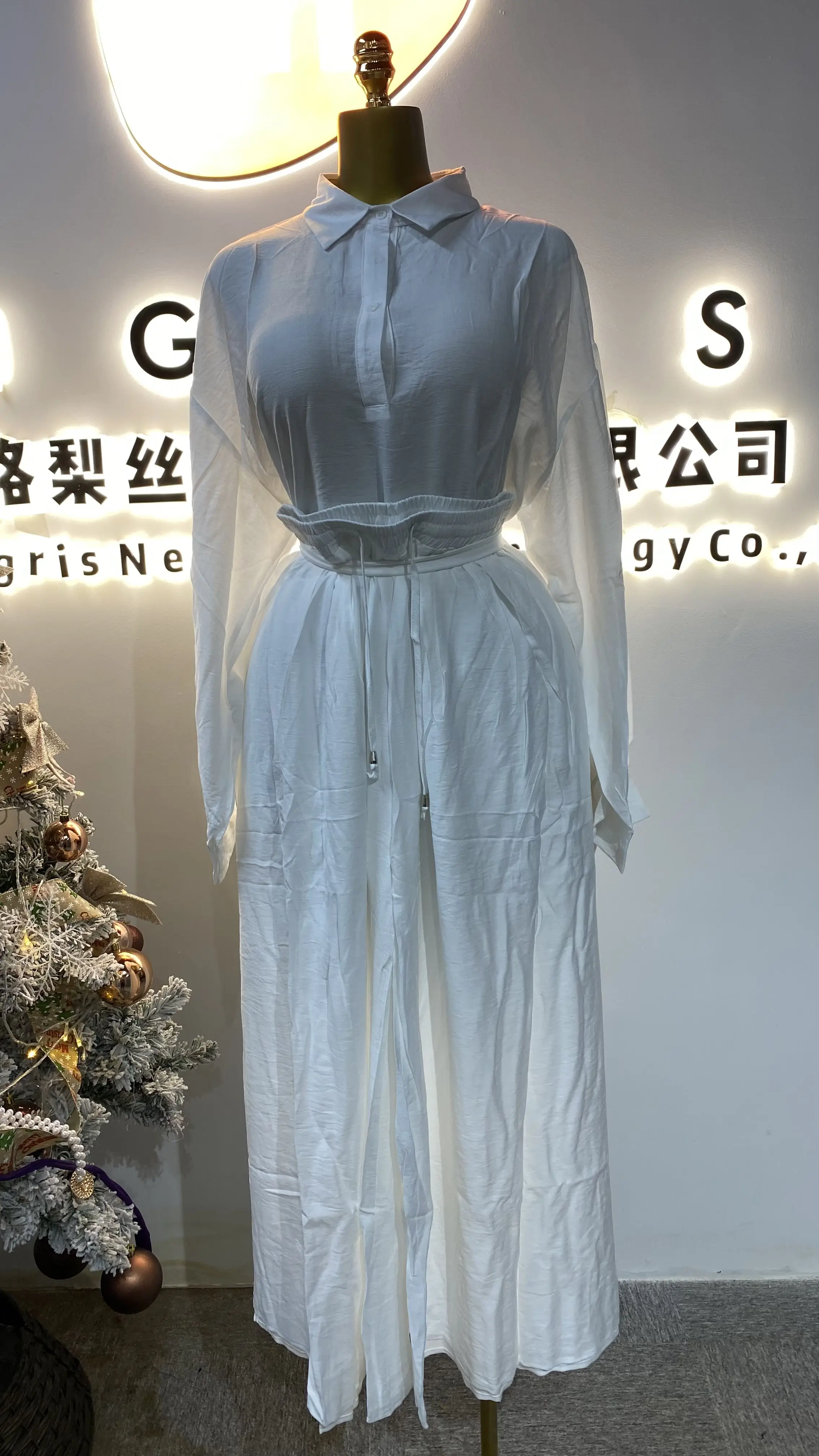 2025 overhemd chiffon crêpe overhemd vakantie dames witte strand bedekte vakantiejurk-GZMM 314