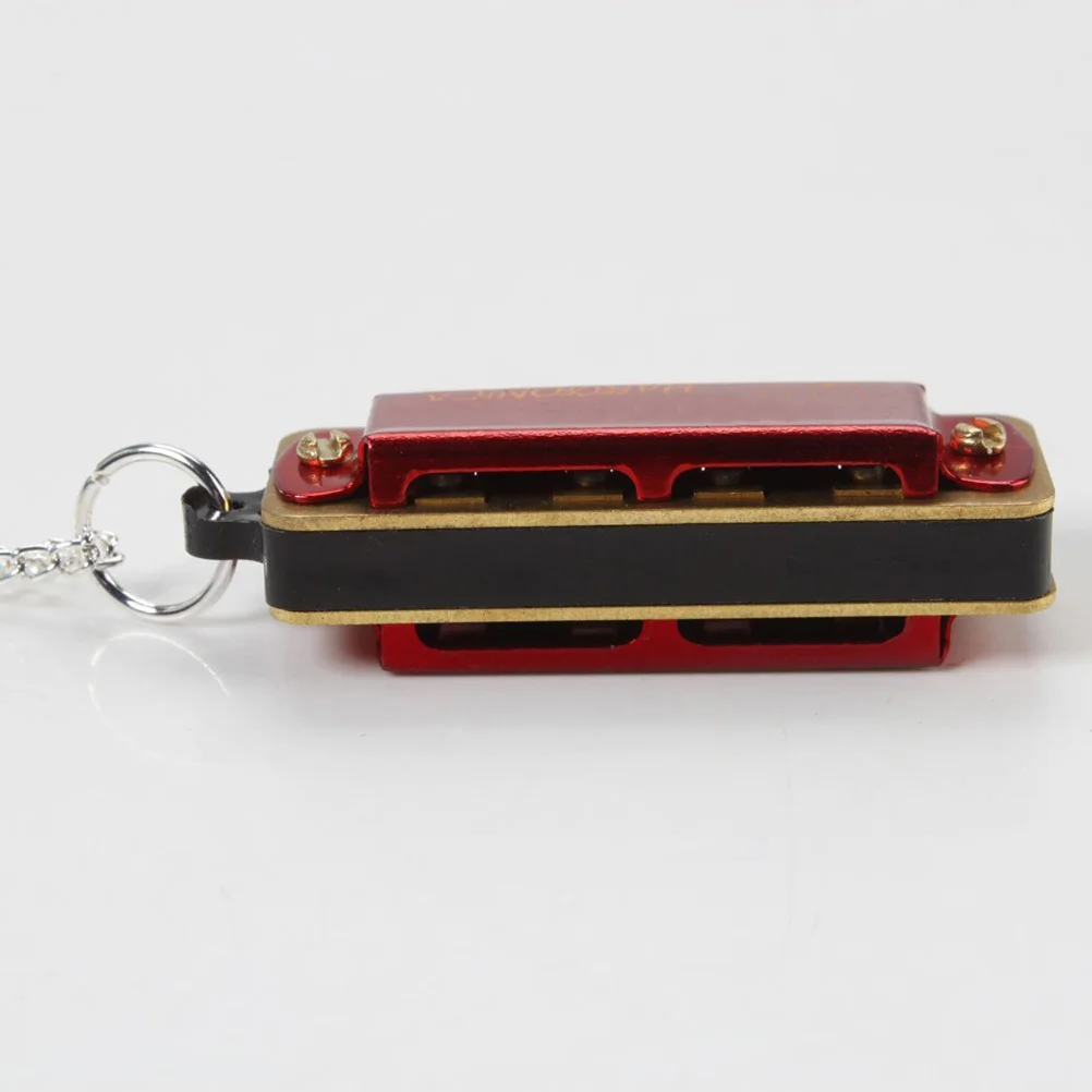 

4 Hole 8 Tone Mini Harmonicas Red Metal Durable Necklace Gift Swan Harmonicas Easy Wear Play Swan Harmonica