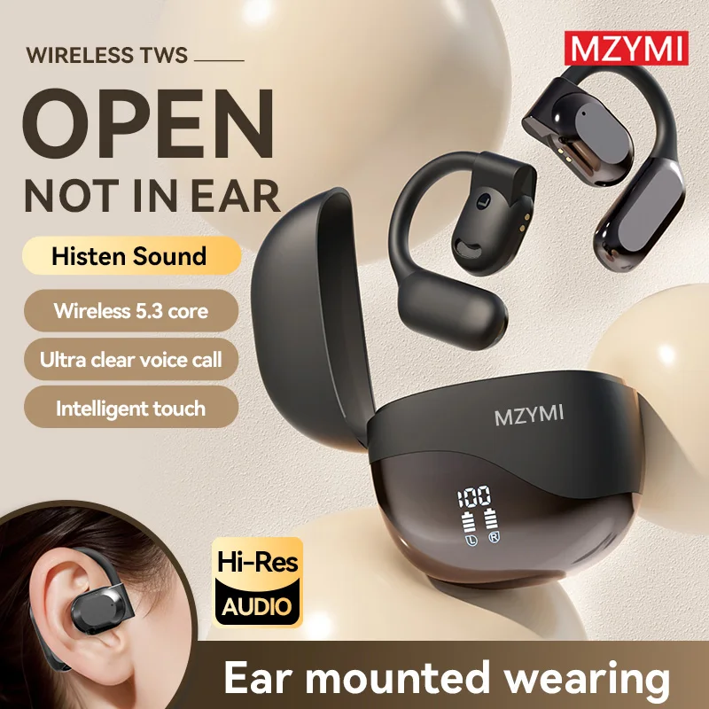 

MZYMI M62 True Wireless Open Ear Earbuds Bluetooth 5.4 Earbuds Sport Earphone,Touch Control HiFi Stereo Sound Super Long Endur