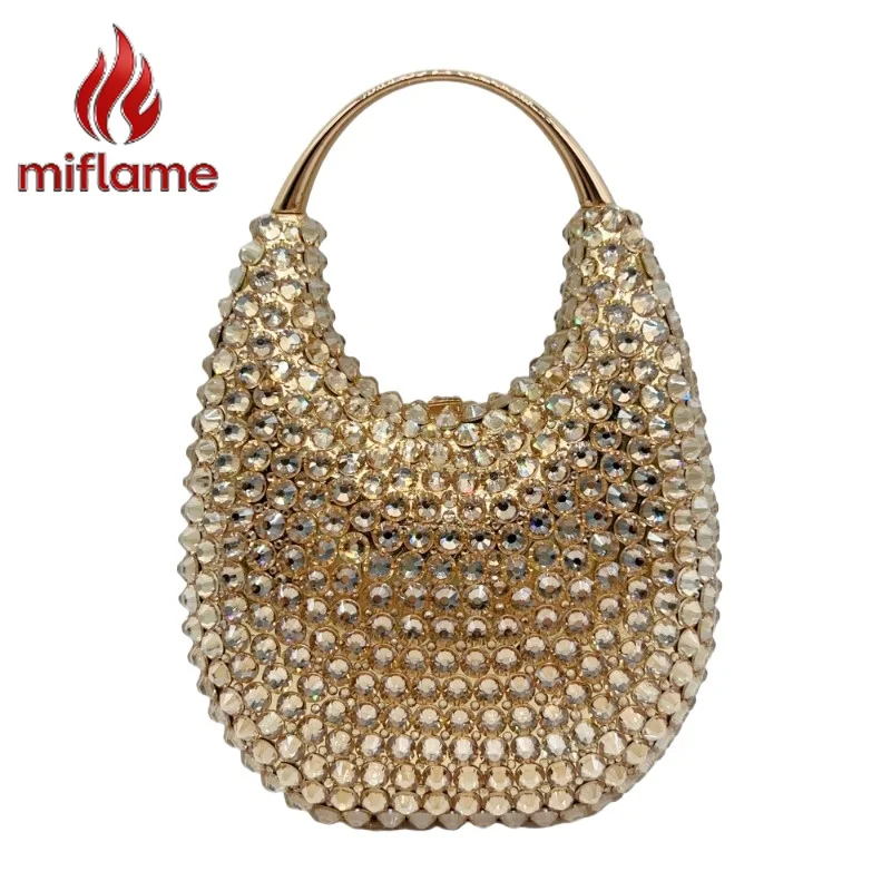

Luxury Oval Crystal Rhinestone Clutch Evening Bag Sparkly Full Diamond Rhinestone Wedding Party Purse Women's Elegant