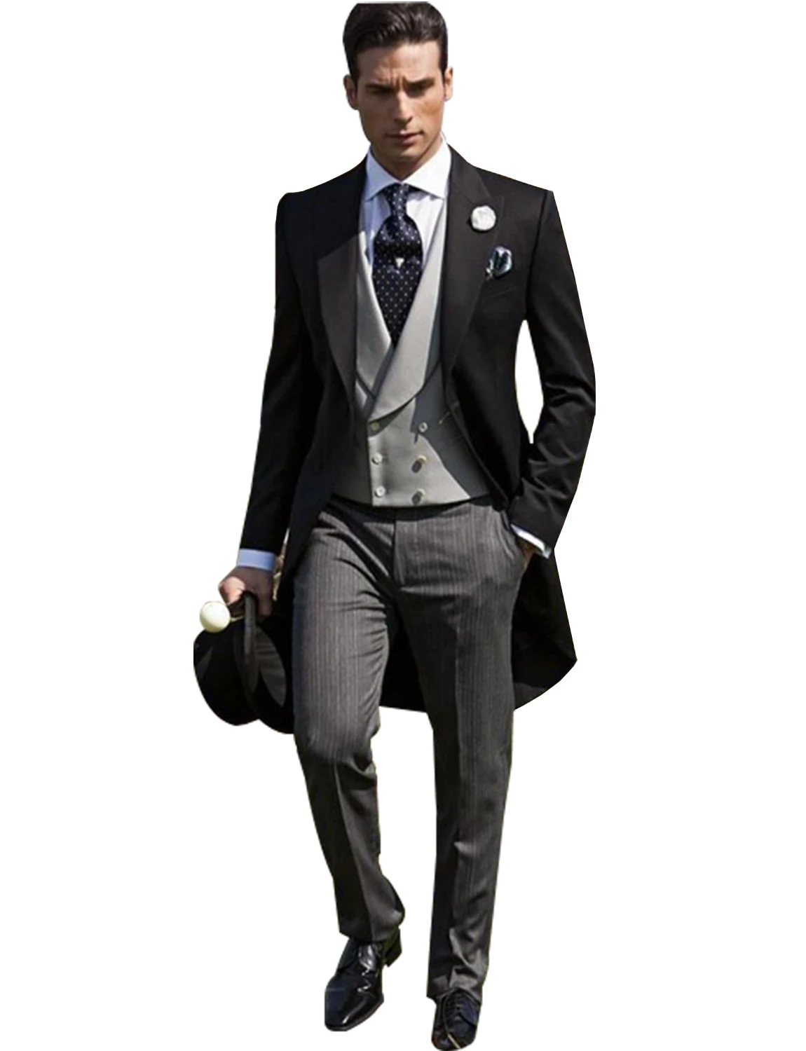 Men's Swallow Tailcoat Suit Tuxedos for Beach Wedding Waistcoat and Jacket Pants