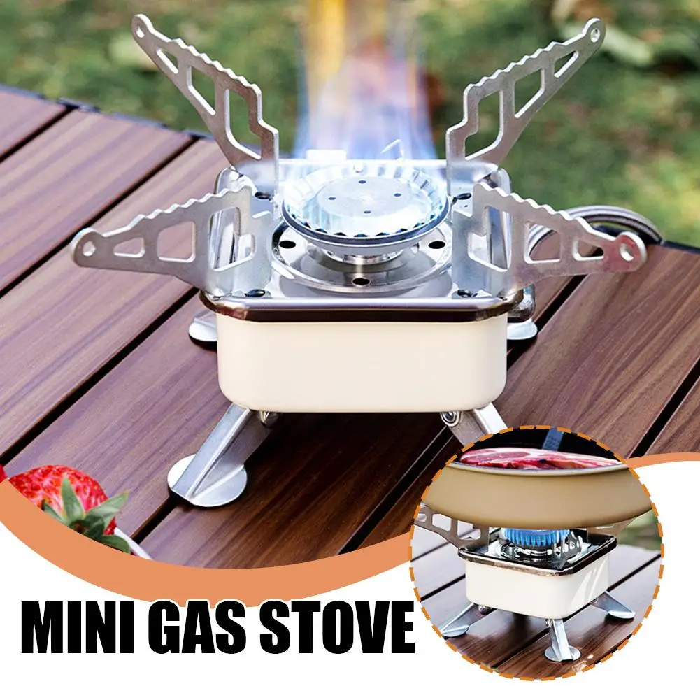 Camping Gas Stove Mini Big Power Heater Gas Stove Cookware Bbq Cookware Tourist Barbecue Portable Picnic Outdoor Cooker Bur M3n8