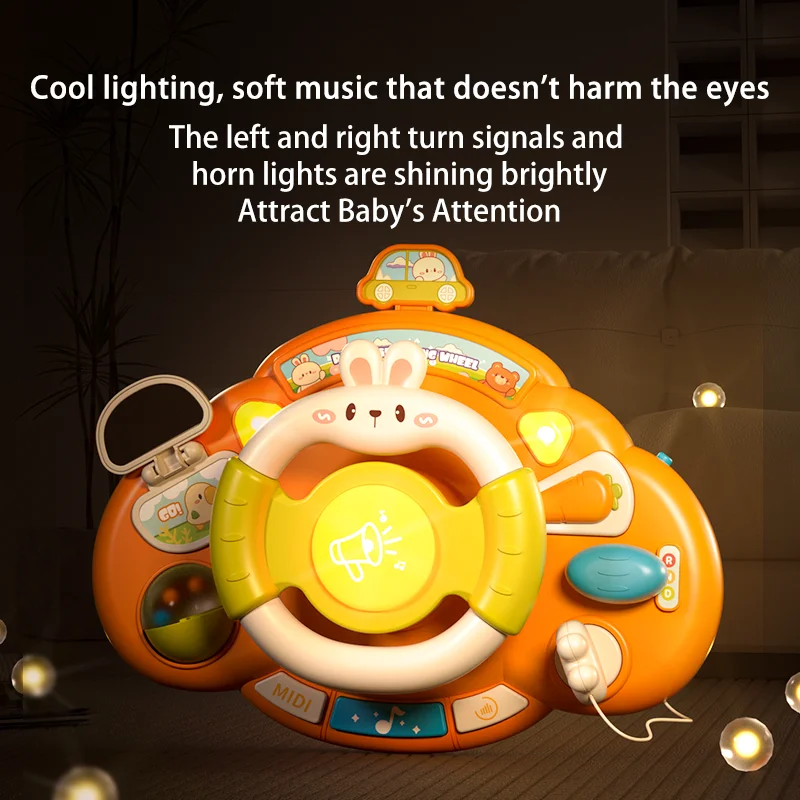 Baby Steering Wheel Toy Early Education Simulated Driving toys Light & Music Educational for Toddlers Bed trailer hanging toys