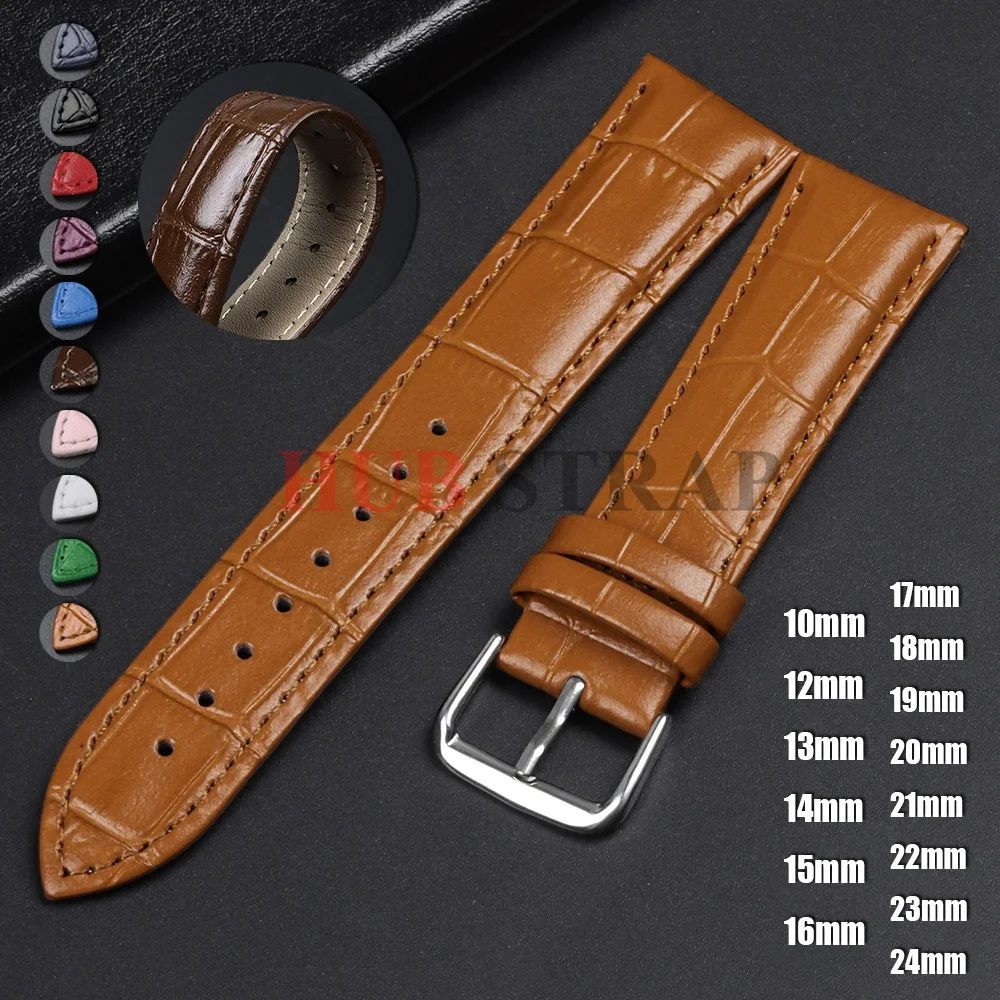 Soft Bracelet Calfskin Leather Watchband 10/12/13/14/15/16/17/18/19/20/21/22/23/24mm Men Women Watch Strap for Seiko for Omega