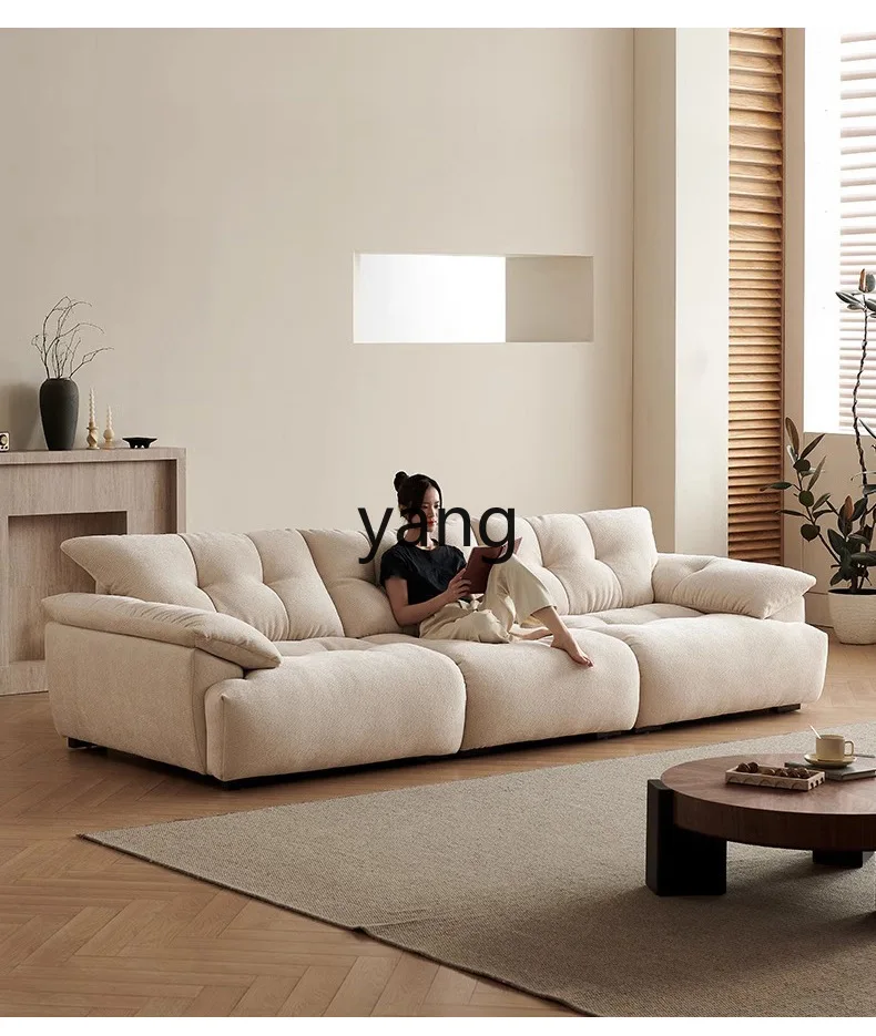 LTT removable backrest super deep seat wide wabi-sabi wind fabric high backrest straight row sofa