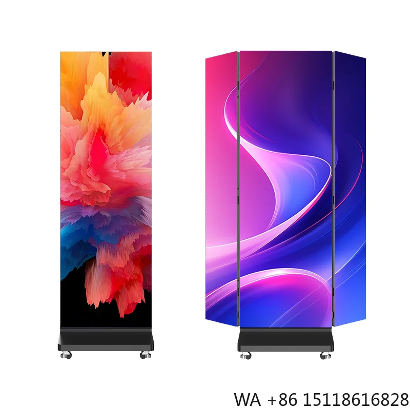 P1.2 P1.5 P1.8 P2.5 Foldable Vertical Led Display Indoor Gob WIFi Led Banner Video Wall for Conference Room Led Poster Display