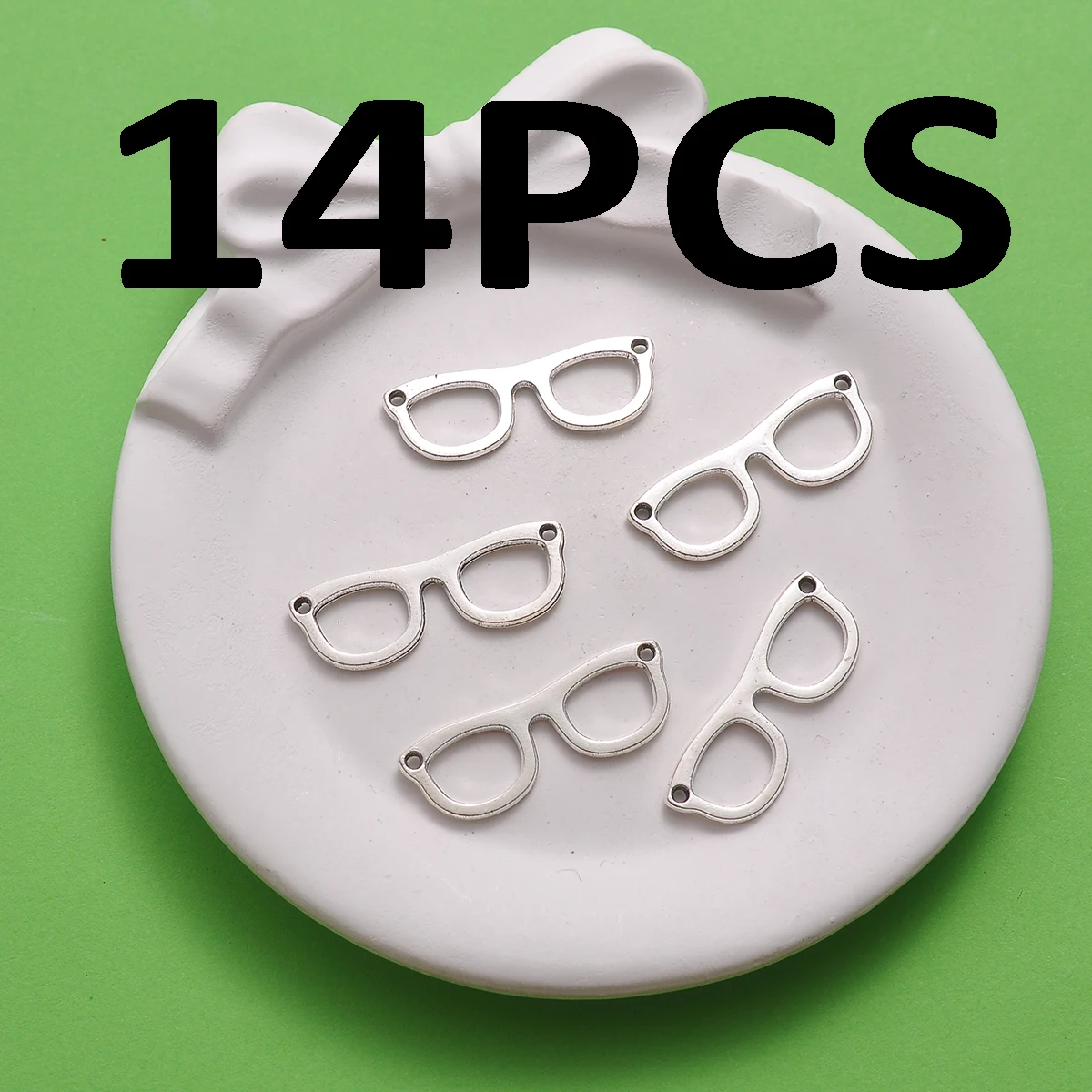 14-Piece Set of Hollowed-Out Glasses Charms, Vintage Frame Three-Dimensional Contour Design, Suitable for DIY Bracelets, Necklaces, Earrings, and Handmade Beaded Decoration Accessories