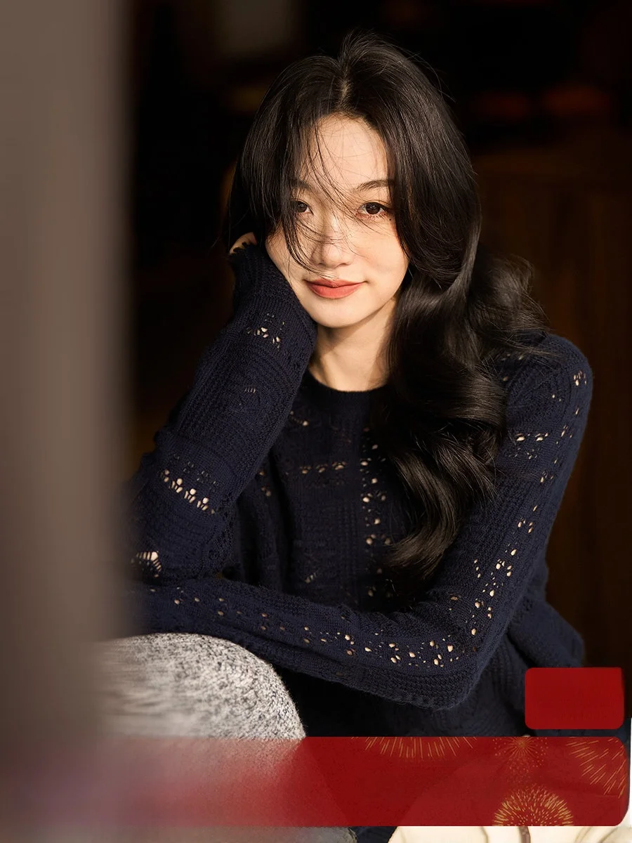 

Новый мягкий трикотажный топ из шерсти с перфорацией, тяжелый, с ажурной вязкой, длинный рукав, для отдыха