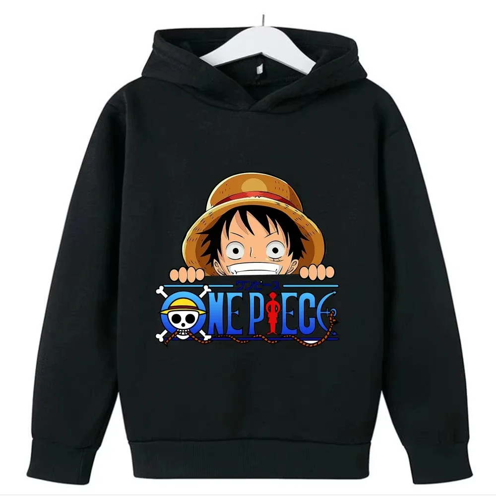 One Piece Luffy Kinder-Kapuzenpullover mit Grafik, Jungen- und Mädchen-Kapuzen-Sweatshirt mit Kordelzug, Anime-Print, lässiges Oberteil – Detail 2