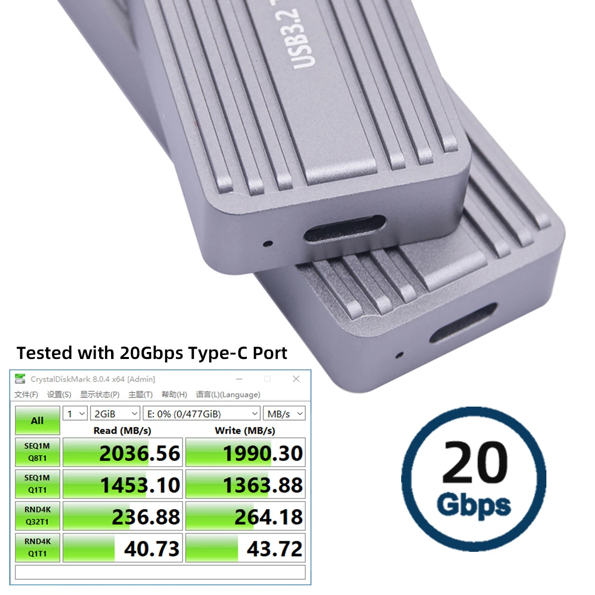 CY USB 3.2 to M.2 NVME/SATA SSD Enclosure Reader,USB 3.2 Gen 2x2 20Gbps 2230/2242/2280mm Enclosure Adapter with RTL9220 chipset