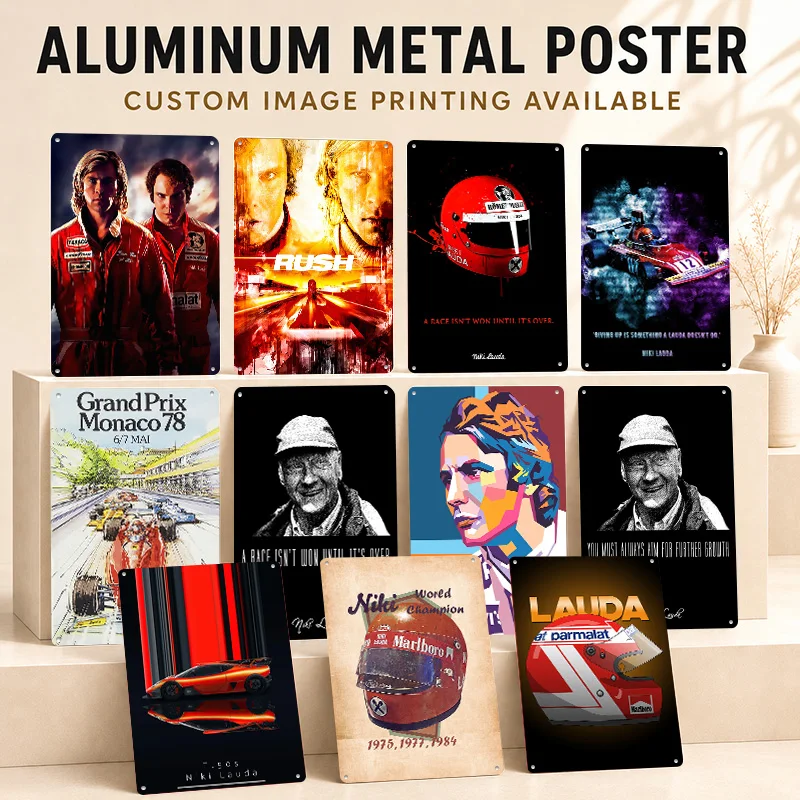 Niki Lauda Aluminum Posters Customized Metal Tin Sign High Speed Motorsport Tribute Wall Art For Garage Office And Racing Fans