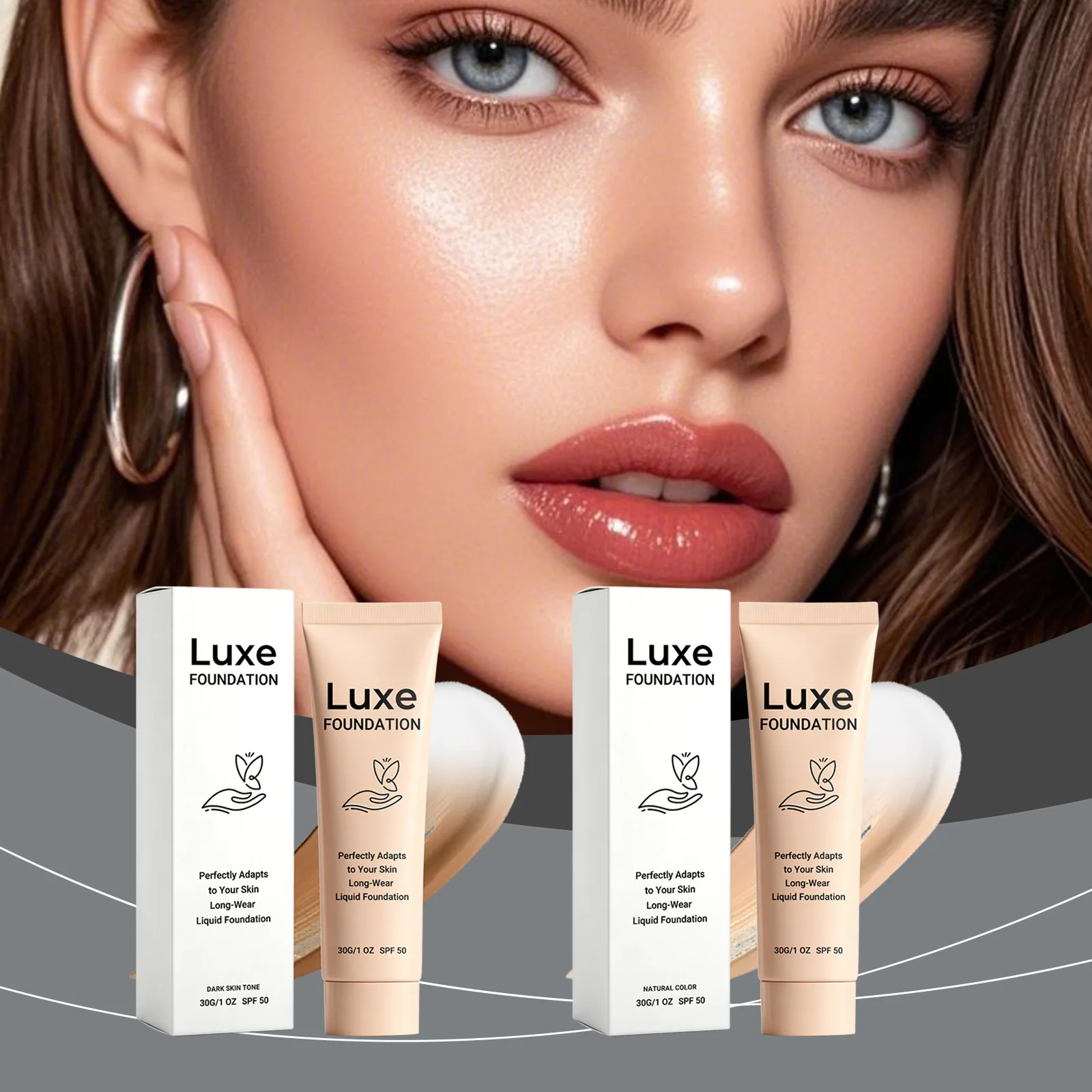 Long-wear Temp-Adaptive Foundation. Heat-activated shade matching, lightweight, seamless fit, versatile glowing base makeup