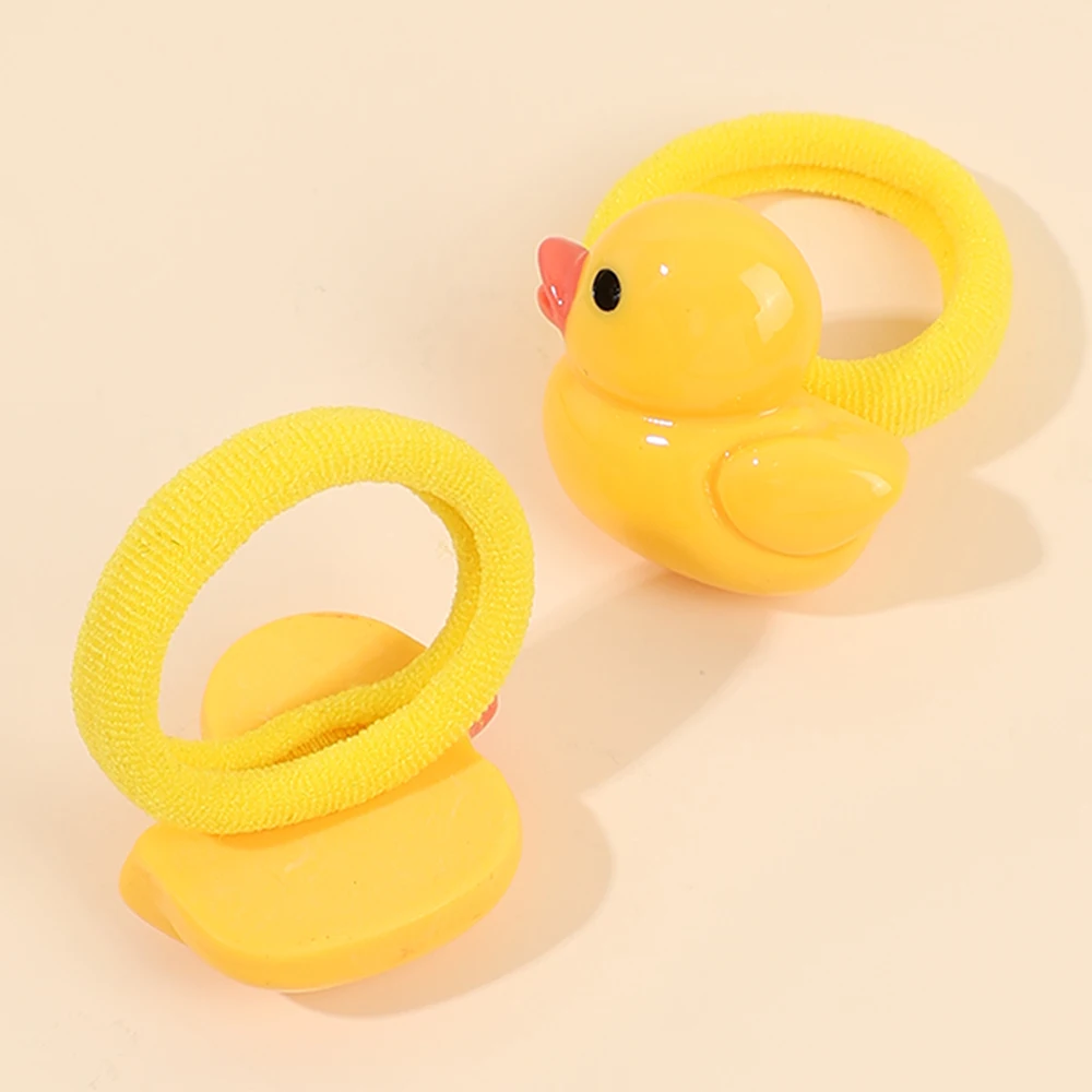 10 قطع الأطفال الكرتون الشعر التعادل لطيف الأصفر بطة العصابات الشعر طفل الفتيات حبل الشعر الصغير عالية المرونة شريط مطاطي اكسسوارات #4