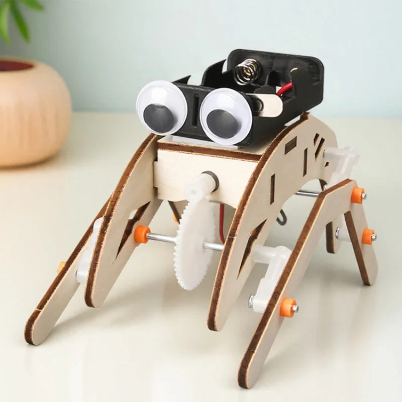 Diy Wooden Handmade Walking Spider Robot Bionic Robot STEM Toy Assemble ...