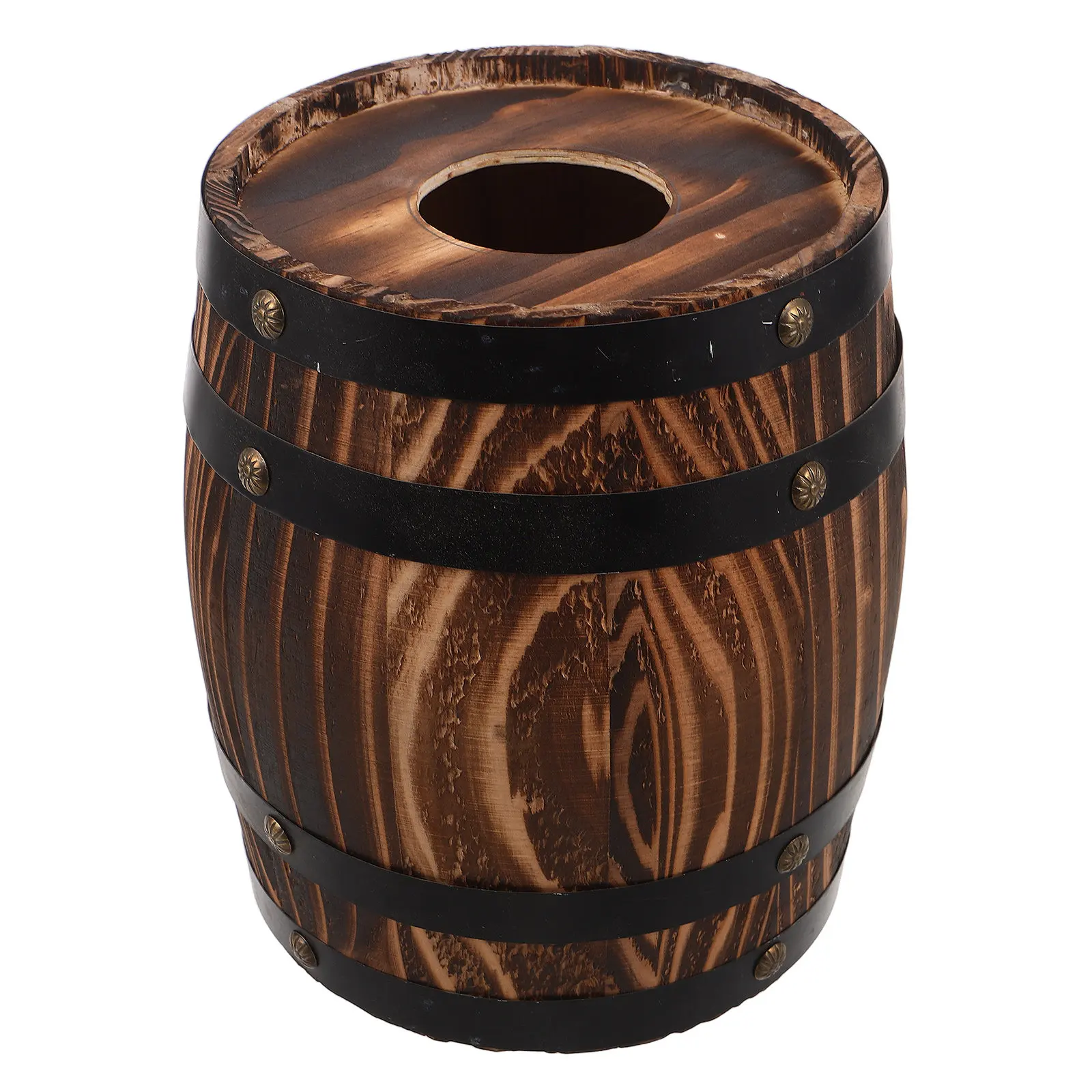 

Wooden Wine Barrel Planter 27Cm Retro Flower Pot Rustic Tabletop Wedding Decoration Large Outdoor Flower Box Vintage Farmhouse