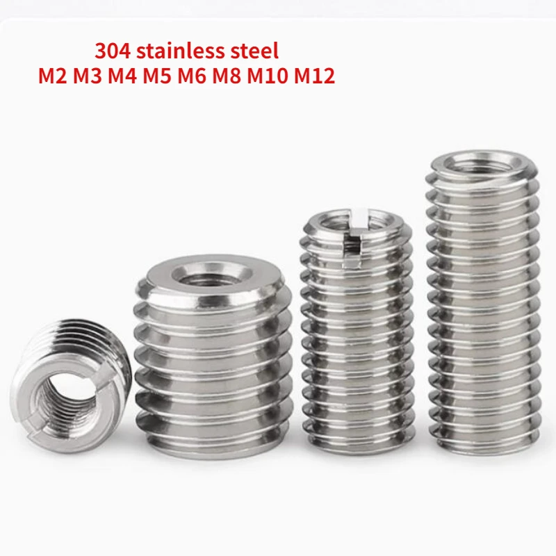 5/10/20pcs M2 M3 M4 M5 M6 M8 M10 M12 Slotted Inside Outside Self Tapping Thread Insert Adapter Screw Nuts Sleeve Converter Nut