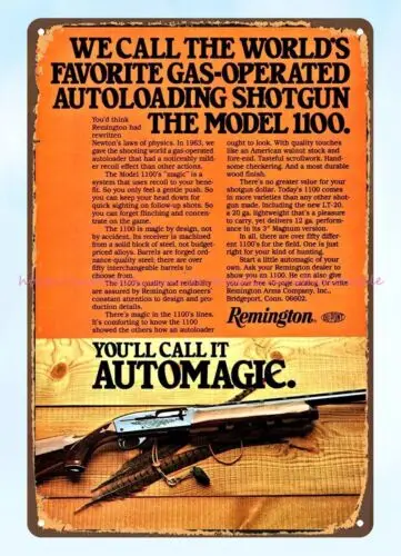 interior decorating wall art 1978 fiream REMINGTON shotgun metal tin sign