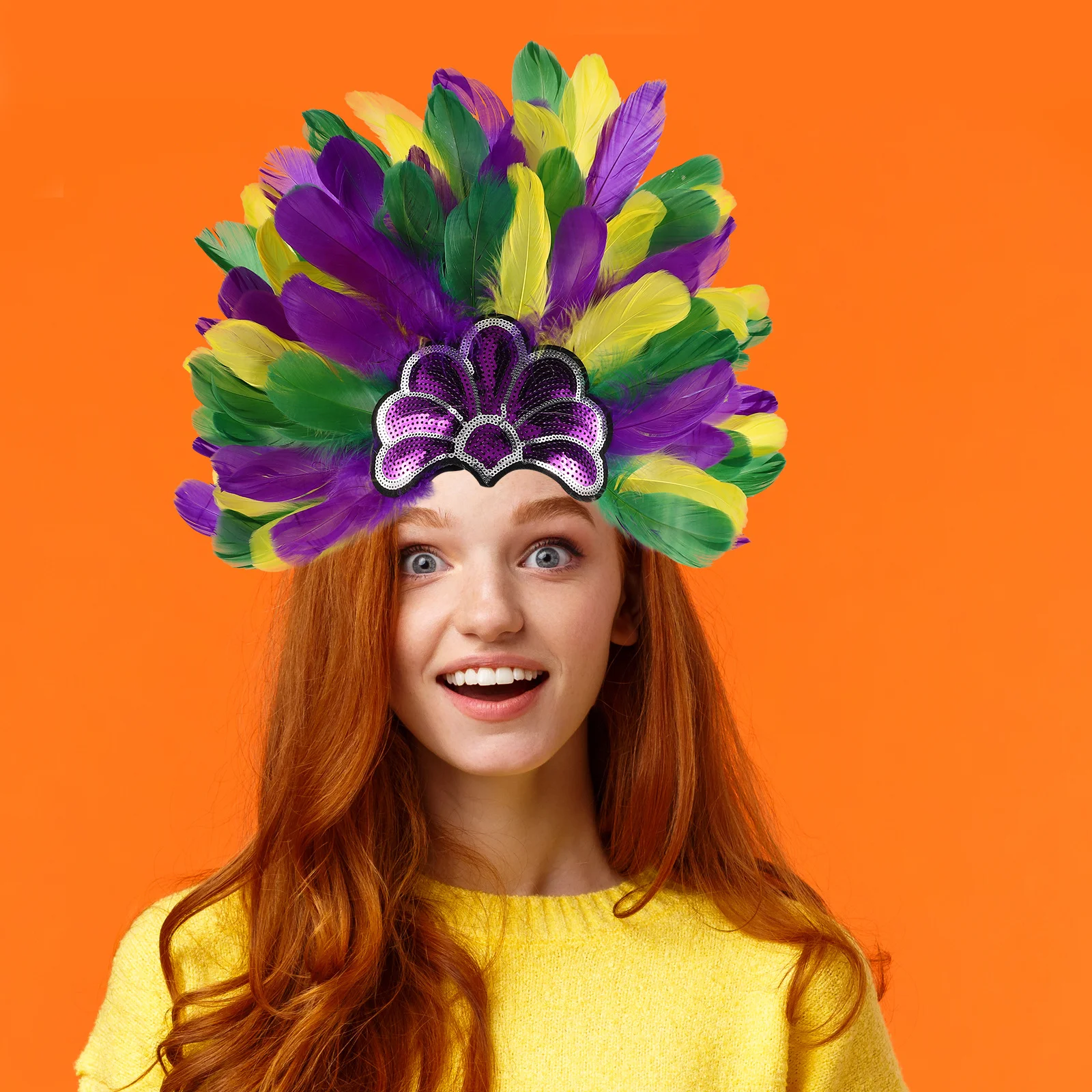 

Carnival Sequin Headpiece Plume Hairband Costume Hairband Decoration Party Headwear Boho Accessory Unique Adjustable Fit
