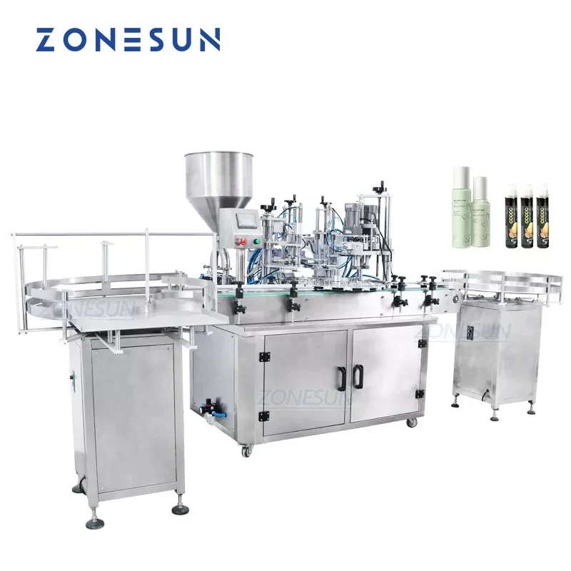 ZONESUN Custom Full Automatic Filling And Capping Machine Cosmetic Liquid Milk Honey Squeeze Vial Bottle Production Line