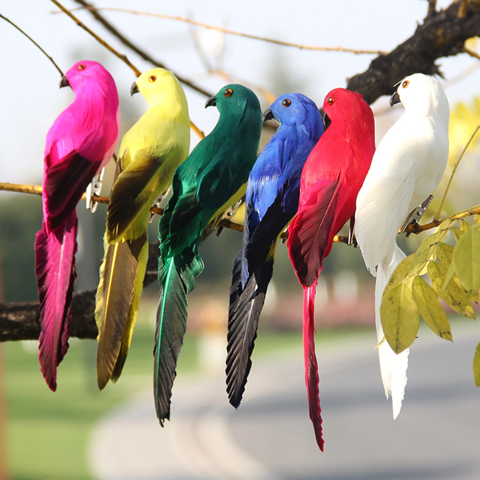 

Simulation Parrot nament Artificial Birds Lifelike Models Creative Decor Home Office Mini Garden Potted Plants Branch Adornment