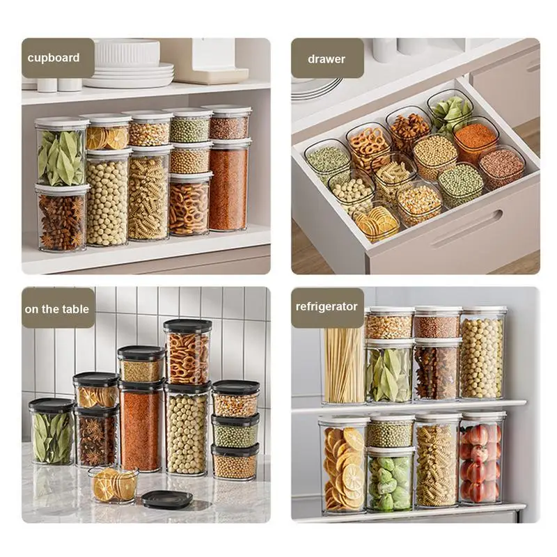 Transparent Food Storage Pots Sealed Container Easy Visibility Cereal Organizer Dispenser Kitchen Pantry Multigrain Storage tins