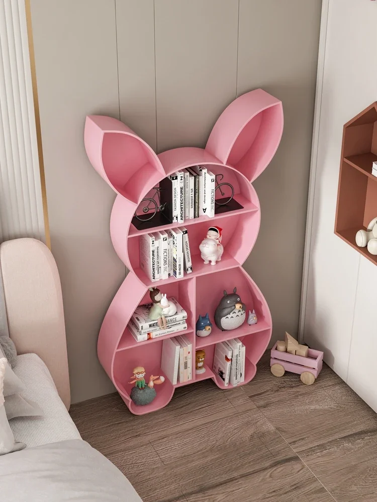 Iron bookshelf animal shaped rabbit children's room toy storage rack kindergarten picture book multi-layer