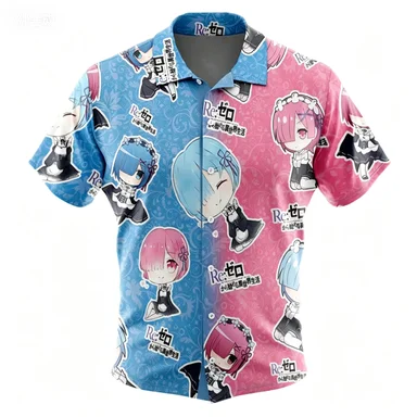 Anime Summer Short Sleeved Shirt Series Youth Japanese Anime Short Sleeved Shirt Student Loose and Versatile Summer Shirt