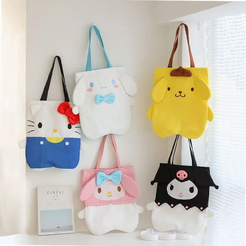 

Miniso Sanrio Hellokittys Kuromi Cinnamoroll My Melody Cartoon Canvas Student Endorsement Shoulder Handbag Lunch Box Bag Gift