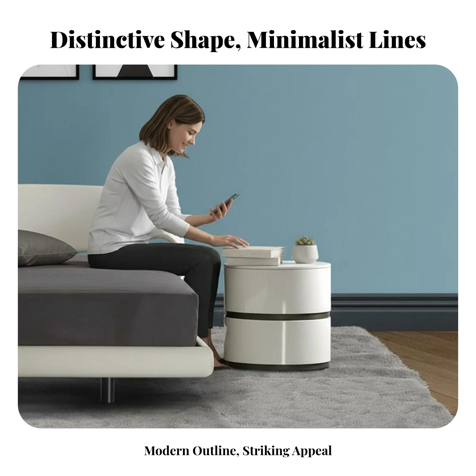 

Прикроватная тумбочка с ящиками, элегантный овальный столик с 2 ящиками, современный дизайн, большая вместимость для хранения вещей, для жильцов квартир